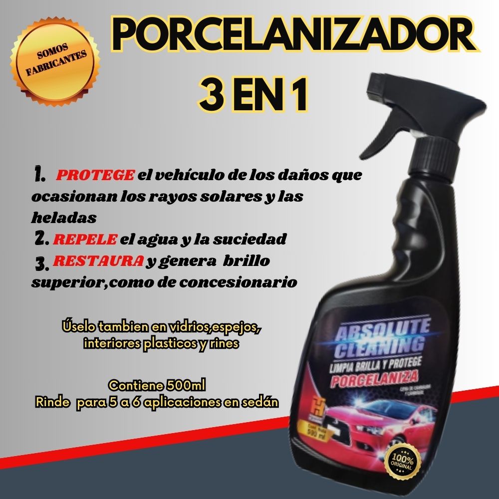 Porcelanizador Absolute Cleaning – Brillo Extremo y Protección para Autos